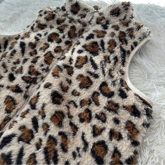 Lomon Leopard Print Faux Fur Fuzzy Zip Vest – Size Large - Picture 11 of 16